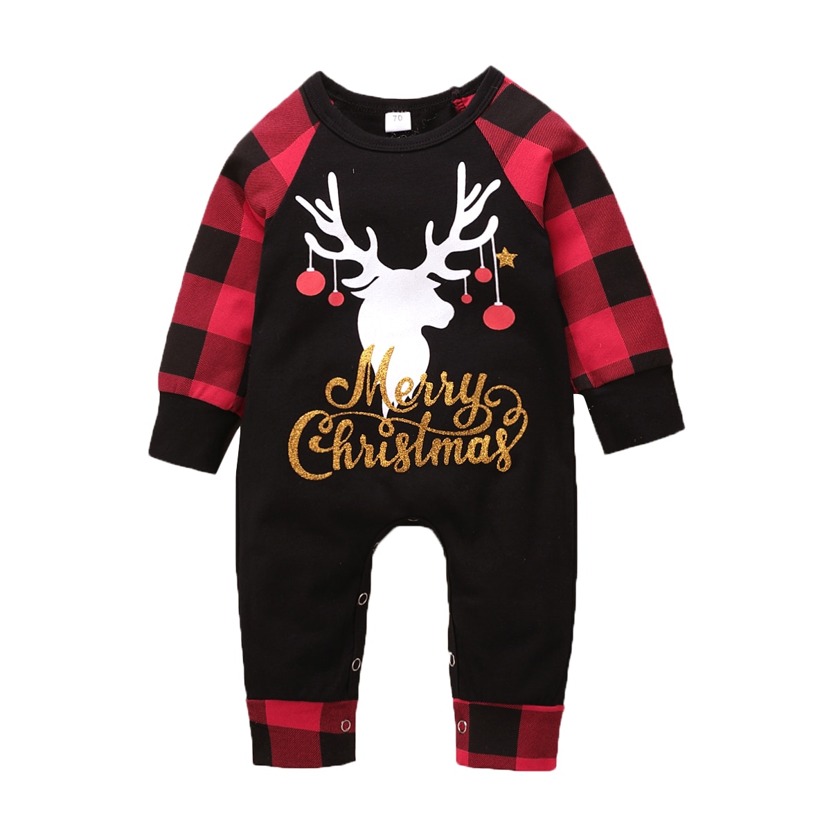 Babyjongensmeisjes jumpsuit met lange mouwen herfst kerst eland letterprint stiksels lange broek rompertjes kleding 0-18m