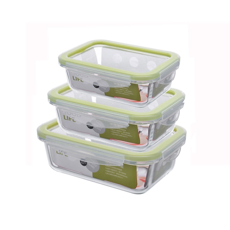 Rectangle glass food container Microwave heated bento meal prep containers Food Storage Box school Lunch box for kids