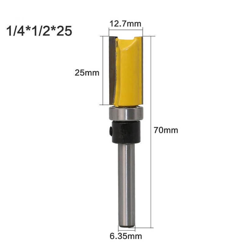 Vack 4 Pc Set 1/4 Schacht Template Trim Scharnier Router Bit Rechte Frees Trimmer Reiniging Flush Trim Tenon Cutter voor Houtbewerking