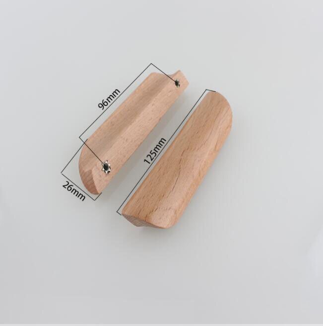 2 Pcs/lot Kitchen Cabinet Furniture Wardrobe Handles Natural Solid Wood Knobs and Handle Dresser Drawer Door Pulls Hardware: 96mm