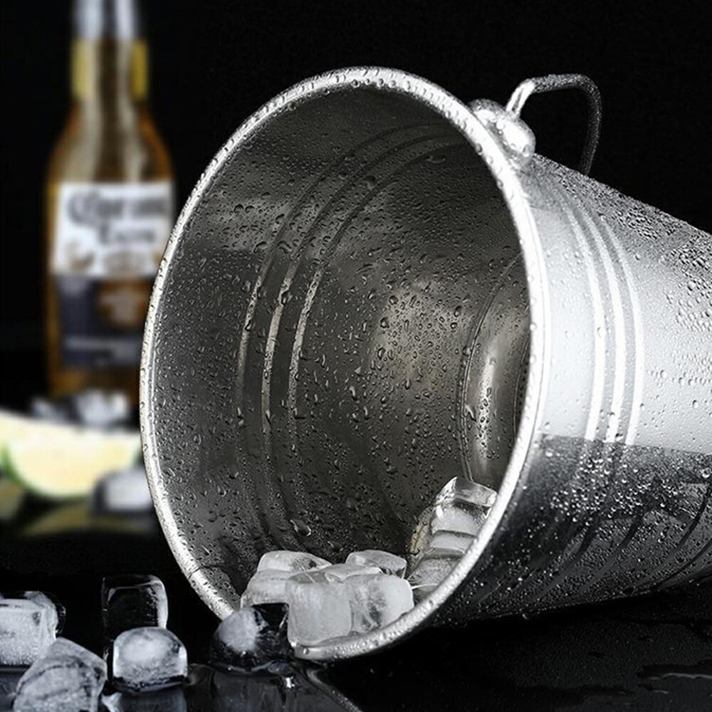 0.8L~1.3L Stainless Steel Ice Bucket Portable Ice Chiller Cooler with Handle Ice Cube Container for Champagne Beer Bucket