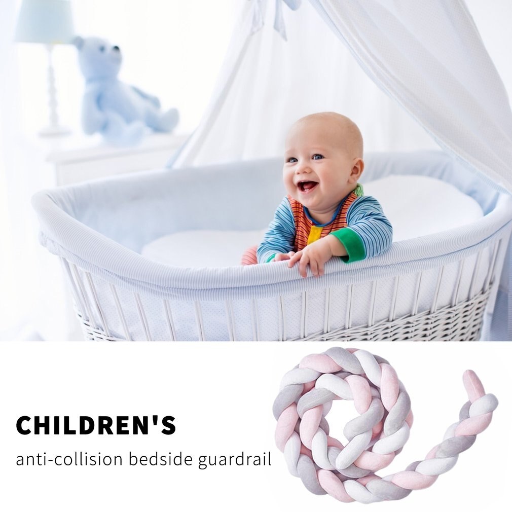 Rideau de lit à trois brins pour enfants, 200cm, oreiller en tricot, clôture de lit pour enfants, Protection du sommeil, décoration de berceau