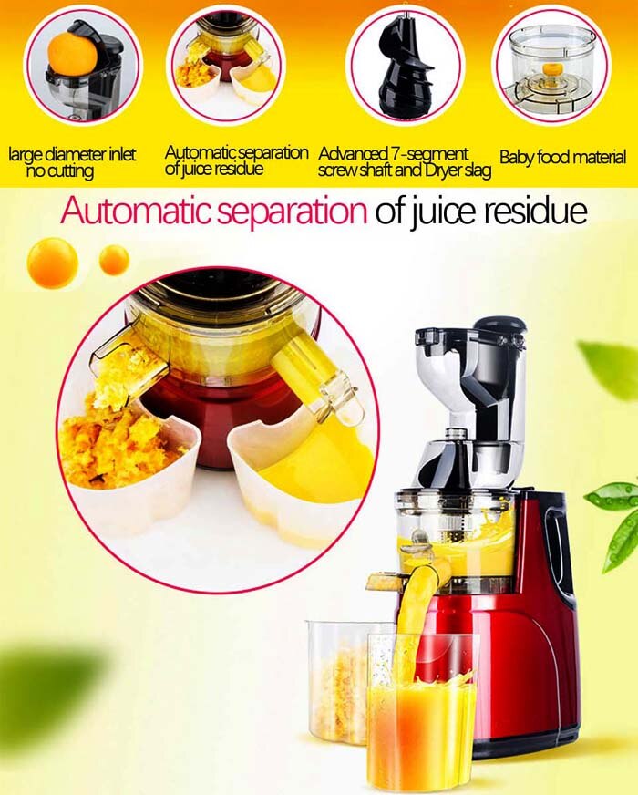 Grote Brede Mond Voeden Chute Hele Apple Slow Juicer Fruit Plantaardige voeding Multifunctionele Sapcentrifuge Knijper