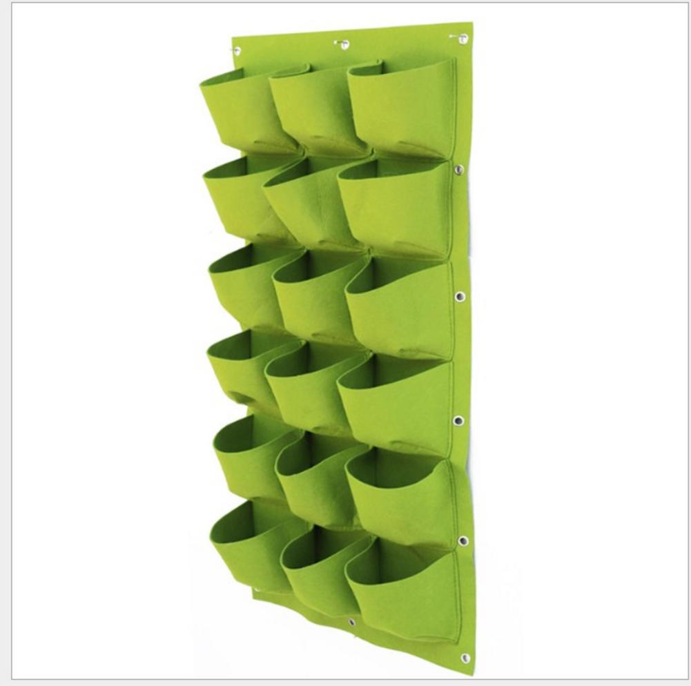 Bolsa para plántulas de fondo redondo Vertical de bolsillo, para jardín, plantador de pared colgante, bolsas para cultivo de plantas para flores y verduras, 18/25/36/49/56: 18 Pocket
