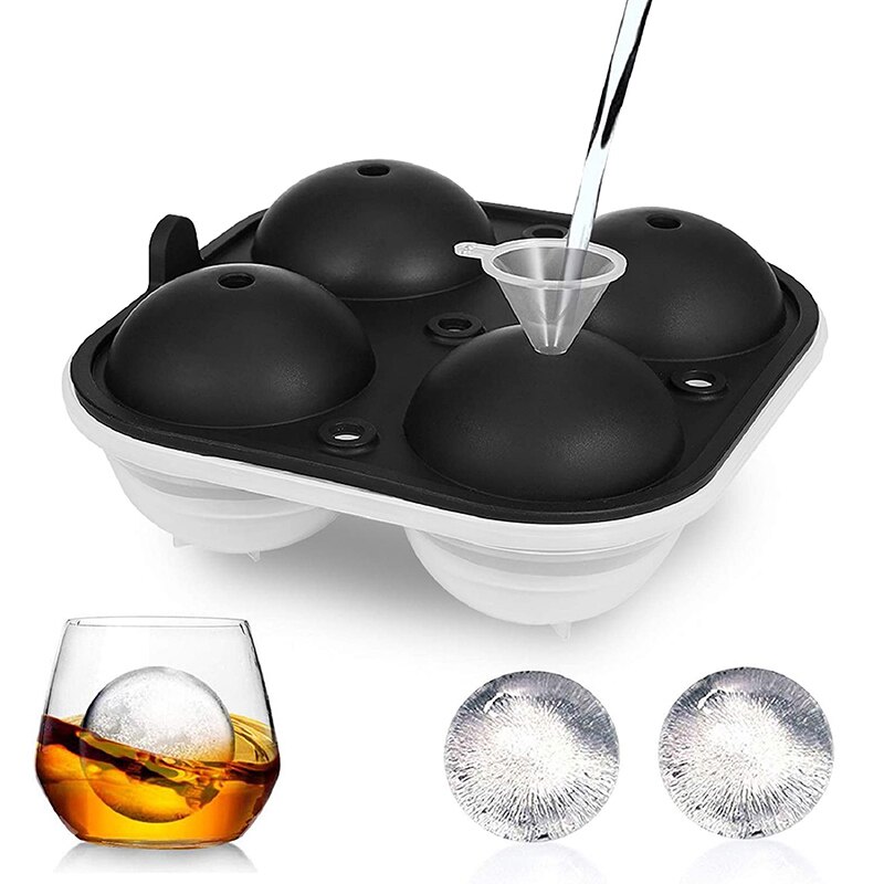 Grande sphère moule Silicone glaçons plateaux pour Whisky 2.5 pouces boule de glace moule sphère ronde boule de glace fabricant noir moule