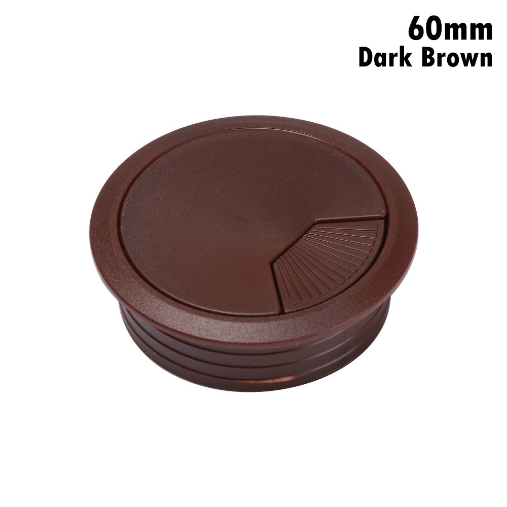 60/80mm Desk Table Plastic Cable Hole Cover PC Computer Desk Round Wire Tidy Grommet Desk Table Cable Fastener Cable Clamp: 60mm dark brown