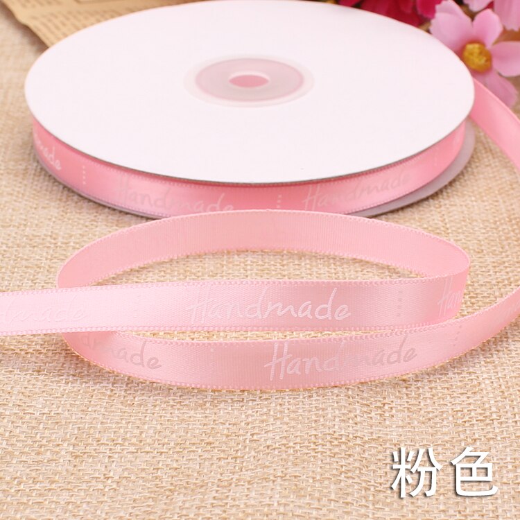 9Mm Handgemaakte Brief Gedrukt Satijnen Linten Bruiloft Verjaardag Party Kerst Bloem Geschenkdoos Wikkelen Diy Cake Bakken Linten: Roze
