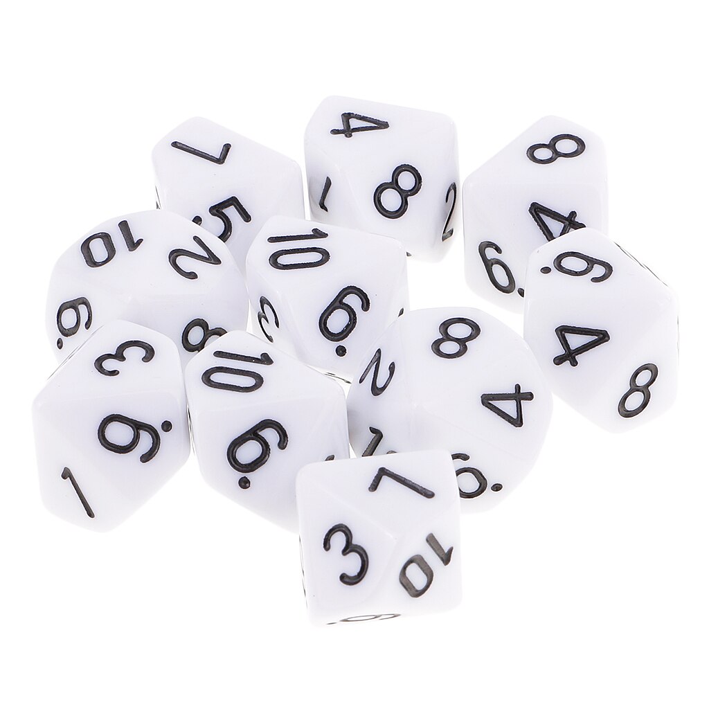 MagiDeal 10 pezzi dadi a 10 facce D10 dadi poliedrici per giochi bianchi: bianca