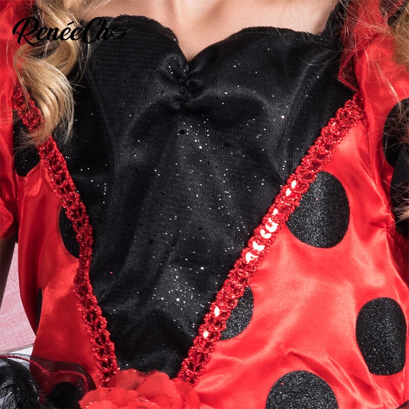 Reneecho Halloween Costume For Girls Kid Ladybug Costume For Birthday Party Toddle Dress Children Carnival Cosplay Costume