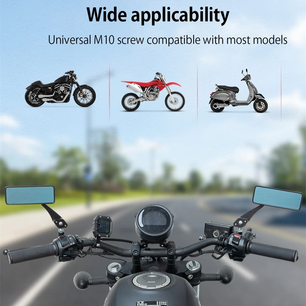 Universal Motorcycle Rearview Mirror Square Mirror Aluminum Alloy Adjustable Angle Motorbike Off-road Side Mirrors & Accessories