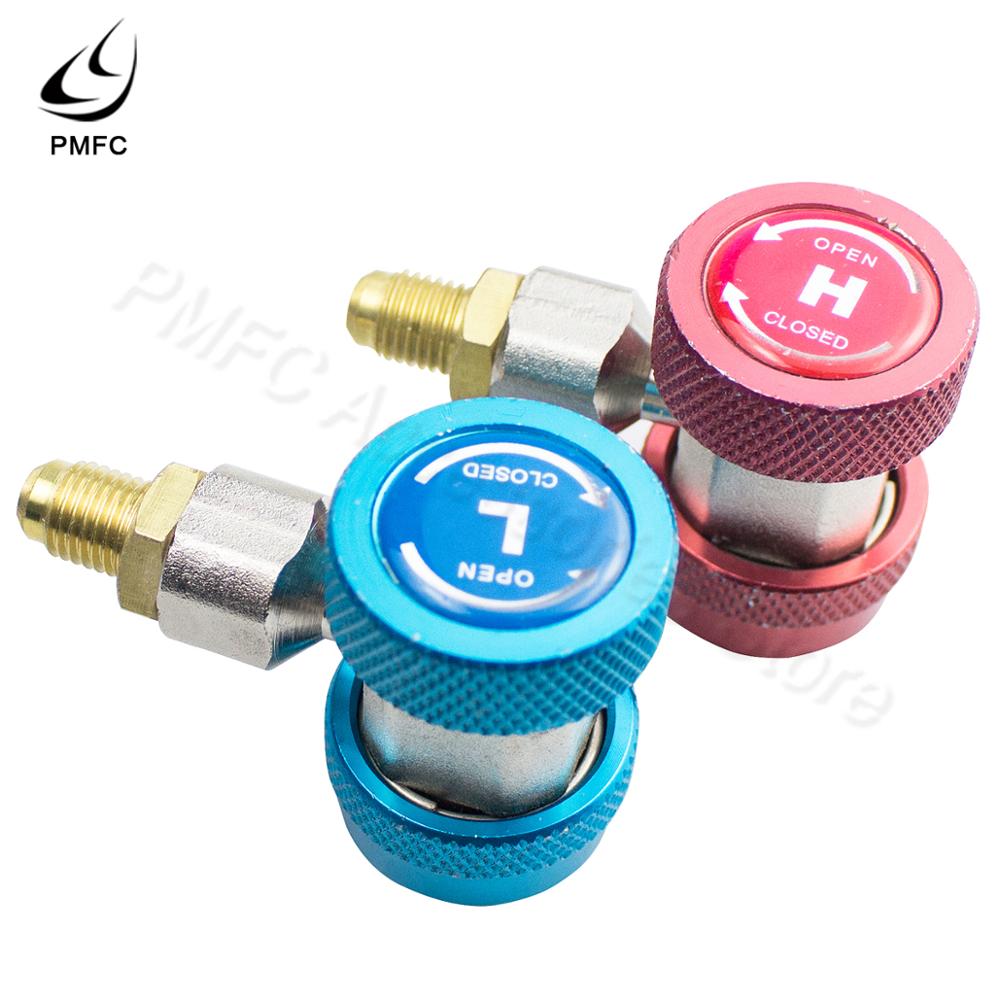 PMFC 1 Pair High Low Connector Manifold Adapter R134A AC Air Condition Adjustable Quick Coupler Refrigerant Manifold Gauge Set