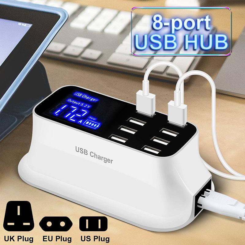 8 Poorten Multi Usb Charger Hub Quick Charge 3.0 Usb Wall Charger Voor Smart Mobiele Telefoon Snel Opladen Dock Station eu Vs Uk Plug