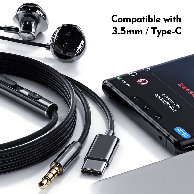 Licheers 9D Stereo In-ear Earphone Wire-controlled Sound Earpiece Earbuds For Xiaomi Samsung 3.5mm For Huawei Type C Earphones