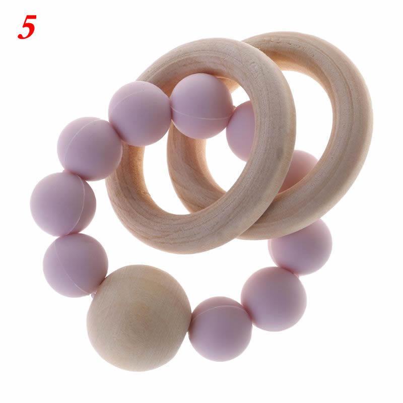 Bpa Gratis Baby Bijtring Siliconen Kralen Bijtring Pasgeboren Kinderziektes Speelgoed Armband Pijnbestrijding Hout Ringen Kauwen Bijtring Baby Benodigdheden: A5