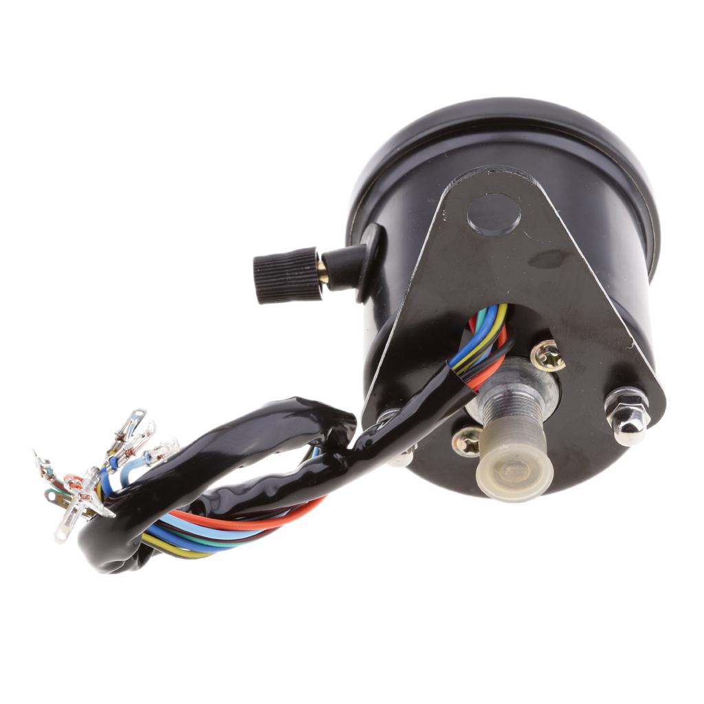 Tacómetro mecánico para motocicleta, indicador de cara negra de 60mm con 4 LED