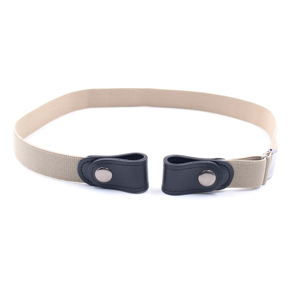 Buckle-Free Belt For Jean Pants No Buckle Invisible Stretch Elastic Waist Belt For Adult/Children ,No Bulge,No Hassle Waist Belt: Beige 