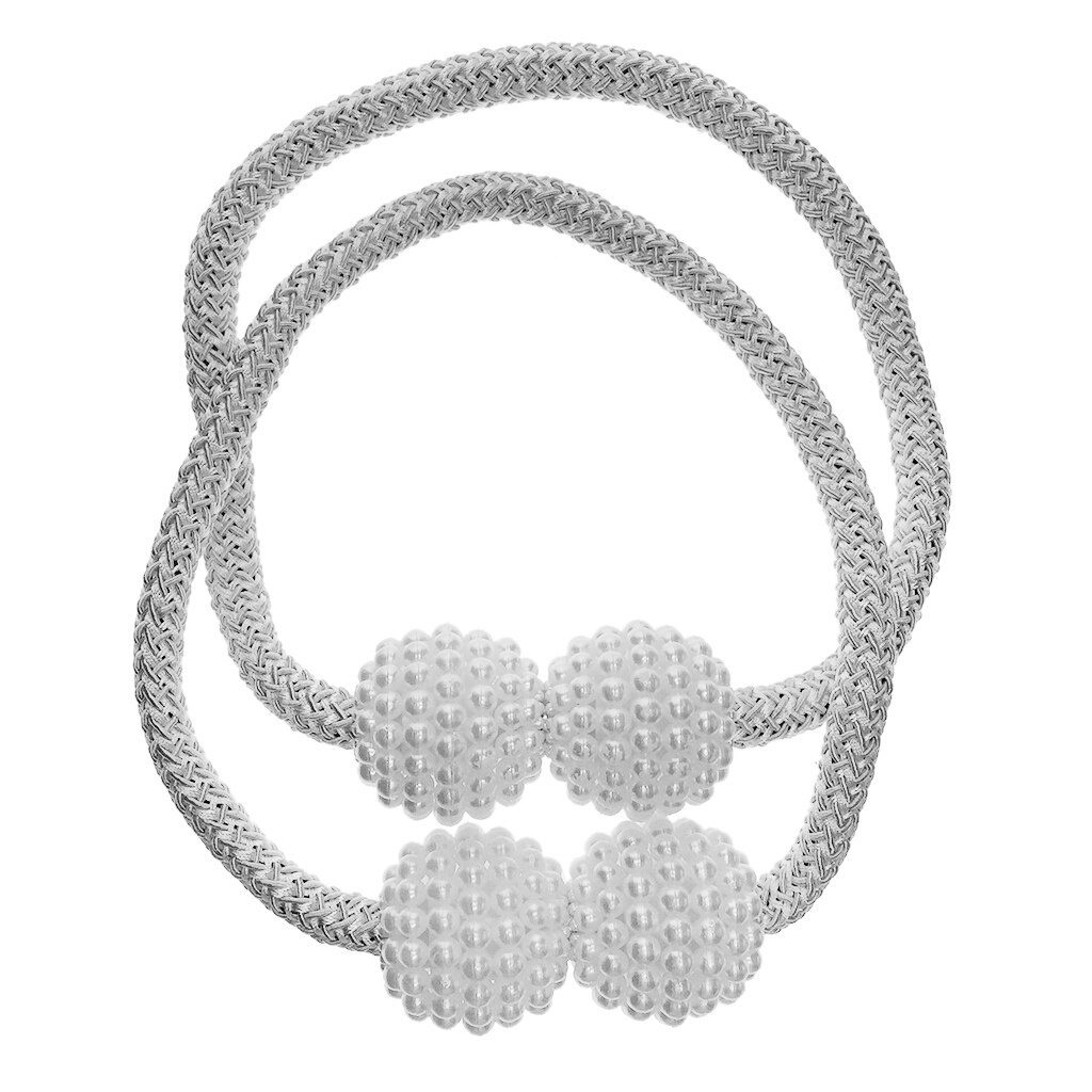 2Pcs Pearl Curtain Voile Tiebacks Tie Backs Buckle Clips Holdbacks