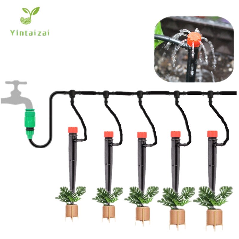 Conjunto de gotejador ajustável vermelho, 10/20/25m, micro sistema de irrigação por gotejamento, auto-irrigação, jardinagem
