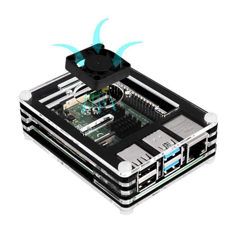 9 Layers Acrylic Case for Raspberry Pi 4 Model B with Cooling Fan Aluminum Heat Sink Power Supply Adapter Charger for Pi 4