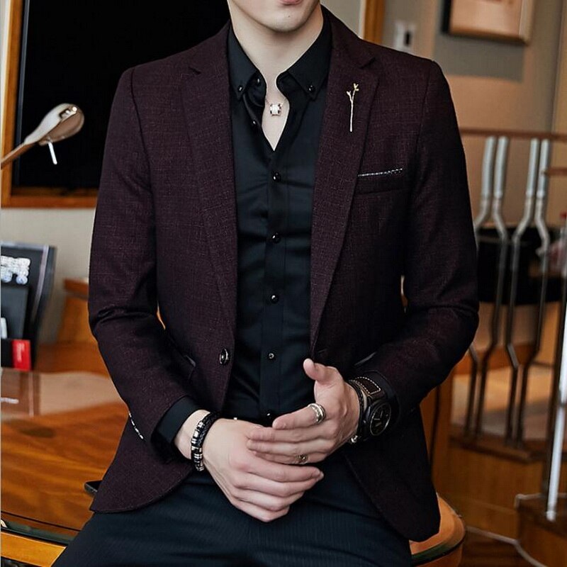 Men Stylish Blazer Dot Striped Blazers Men Slim Fit Blazer Business Casual Blazers M-3XL