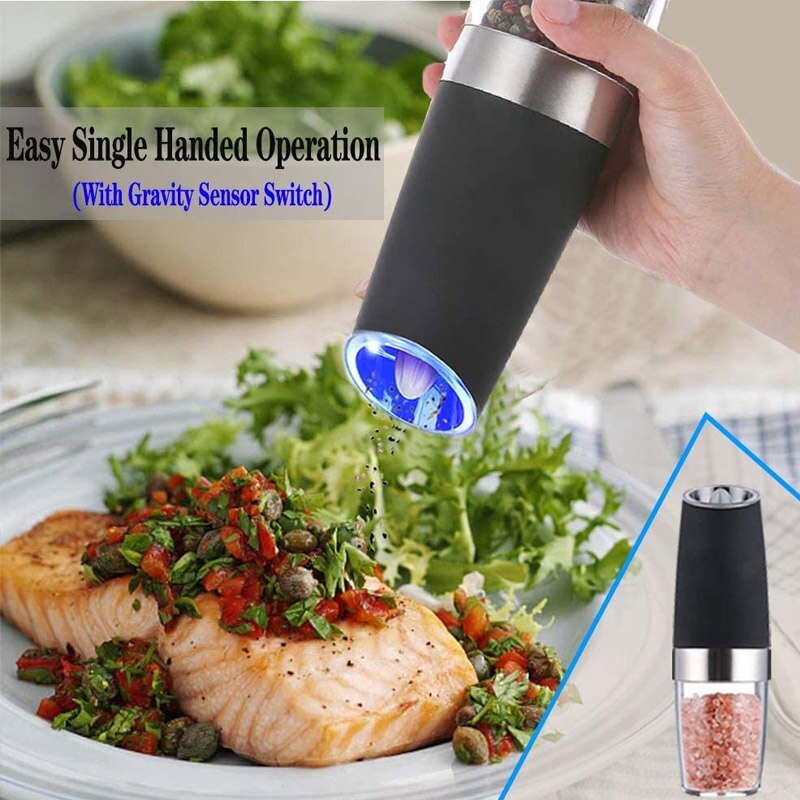 Pepermolen zout- en peperstrooiers peper zwaartekracht elektrische zoutmolen molen op batterijen met instelbare grofheid