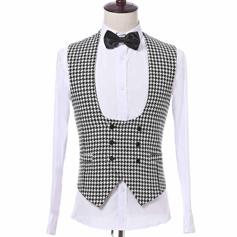 Chaleco de pata de gallo con doble botonadura para caballero, traje informal de una pieza, traje de: S (EUR46)