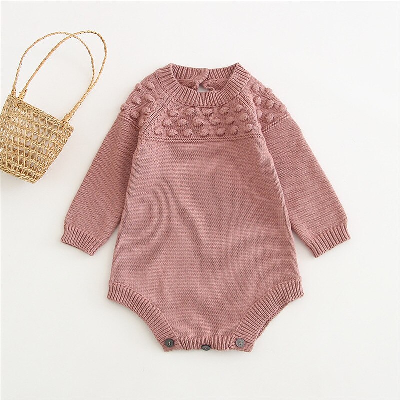 Baby Gebreide Kleding Herfst Baby Romper Meisje Jumpsuit Hollow Lange Mouwen Baby Baby Meisje Romper Trui Kleding Baby Onesie