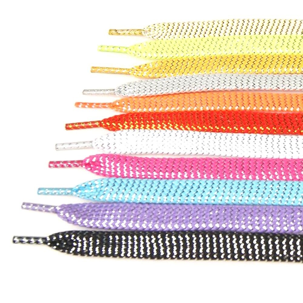 110 CM Frauen Flache Goldene Silber Schnürsenkel Super Lange Täglichen Party Camping Schnürsenkel Wachsenden Leinwand Saiten Flache Schnürsenkel