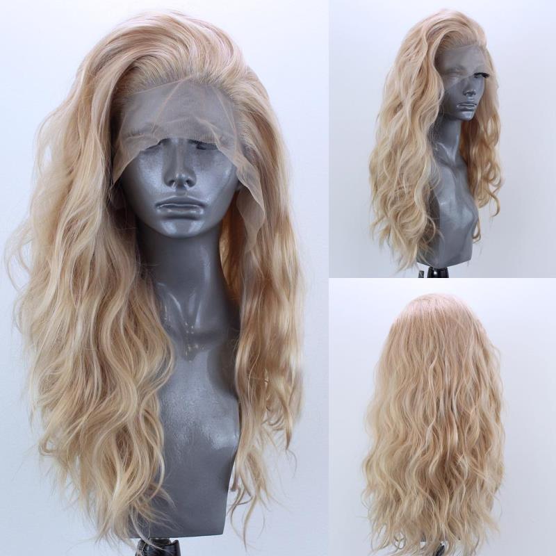 Marquesha Gloden Blonde Synthetische Lace Front Pruik Gemengde Blonde Natuurlijke Krullend Lace Front Pruik Voor Vrouwen