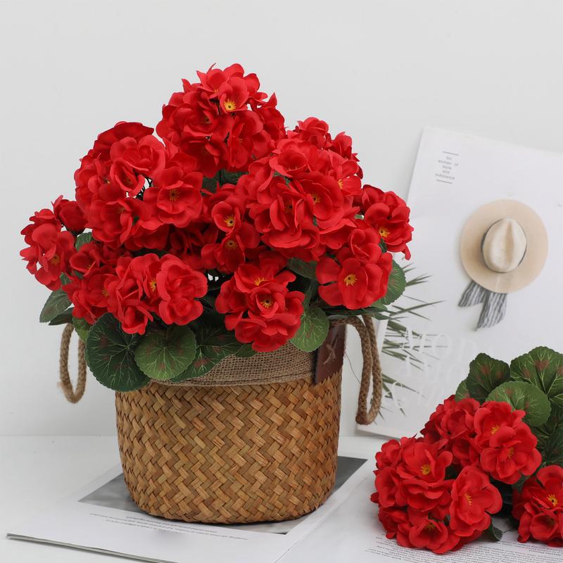 Artificial Flower Realistic Geranium Begonia Flower Wedding Bridal Bouquets Home Outdoor Garden Bonsai Decor Festival Garland