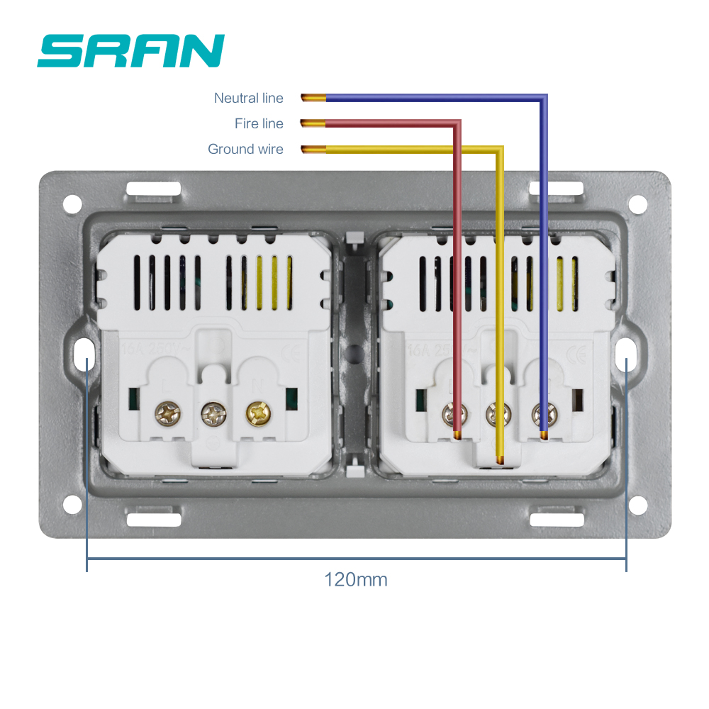 Sran eu standard vägg flerrams eluttag med usb-kontakt jordad svart glas dubbel usb-uttag 4 laddningsportar