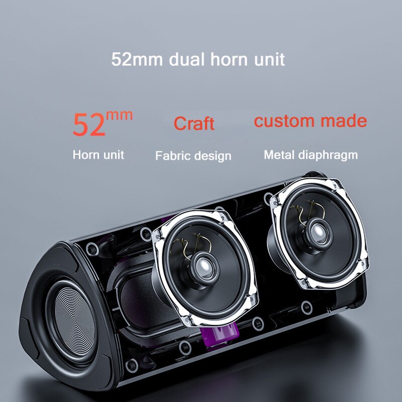 Draagbare bluetooth 5.0- luidspreker met usb-stick, tf-kaartweergave, dubbele hoorns, subwoofer, tws, draadloze aux-ingangskolom