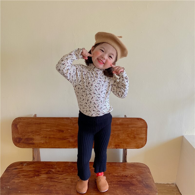2021 bambini ragazze autunno inverno lavorato a maglia campana fondo Leggings bambino pantaloni svasati in cotone caldo pantaloni