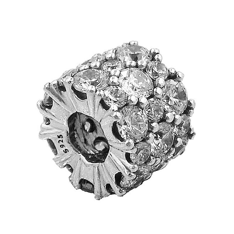 Winter 100% 925 Sterling Silver Sparkling Sunburst Clip Geometric Shapes Clip Clear Shining Charm Safety Chain: 1803