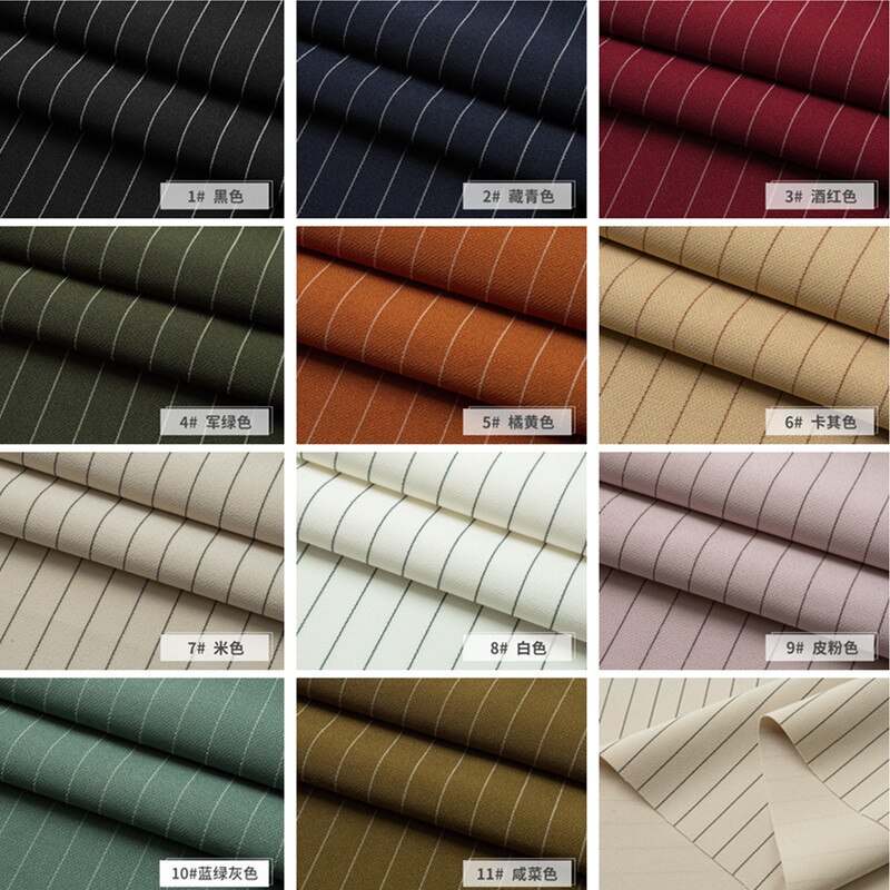 Elastic Striped Fabric Drooping Suit Pants Skirt Cloth Sewing Dress Stretch Polyester Spandex Anti-wrinkle Brocade Black Blue