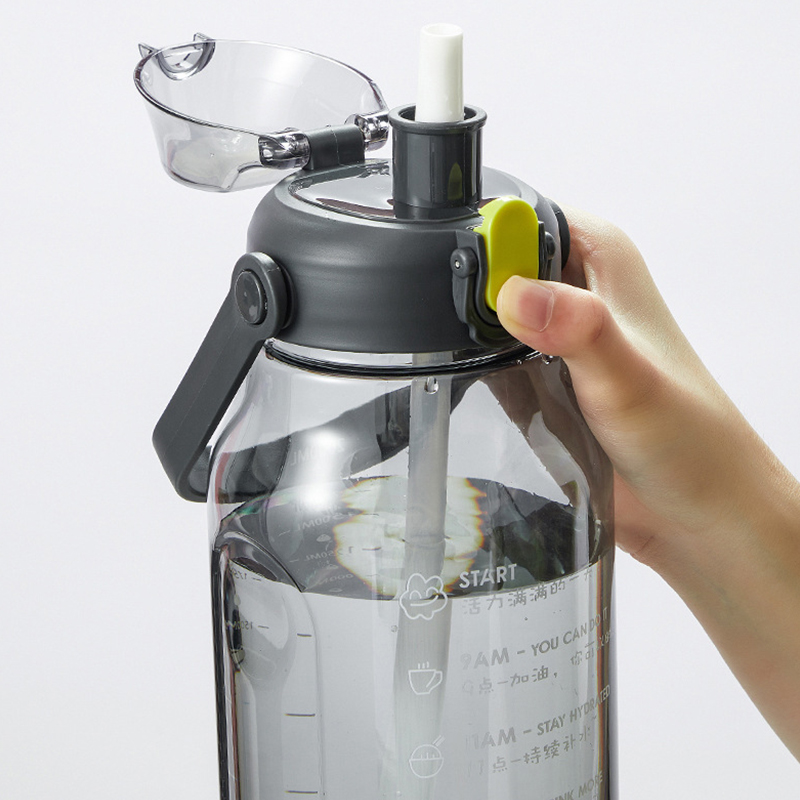 2L Waterbottle Water Fles Sport Fles Voor Camping Wandelen Toerisme Water Drinken Fles Met Tijd Marker