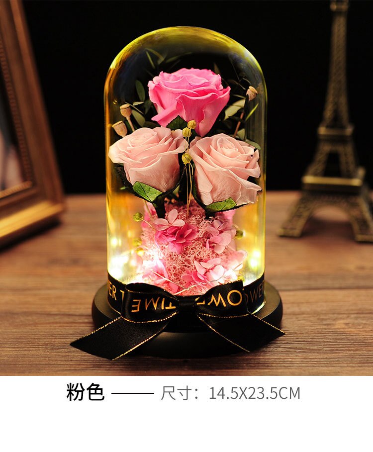 Moeder Dag Aanwezig Kunstmatige Eeuwige Bloem Thuis Bruiloft Decor Met Led Valentijnsdag Kerstmis Nieuwjaar Eeuwige Rose In Glas