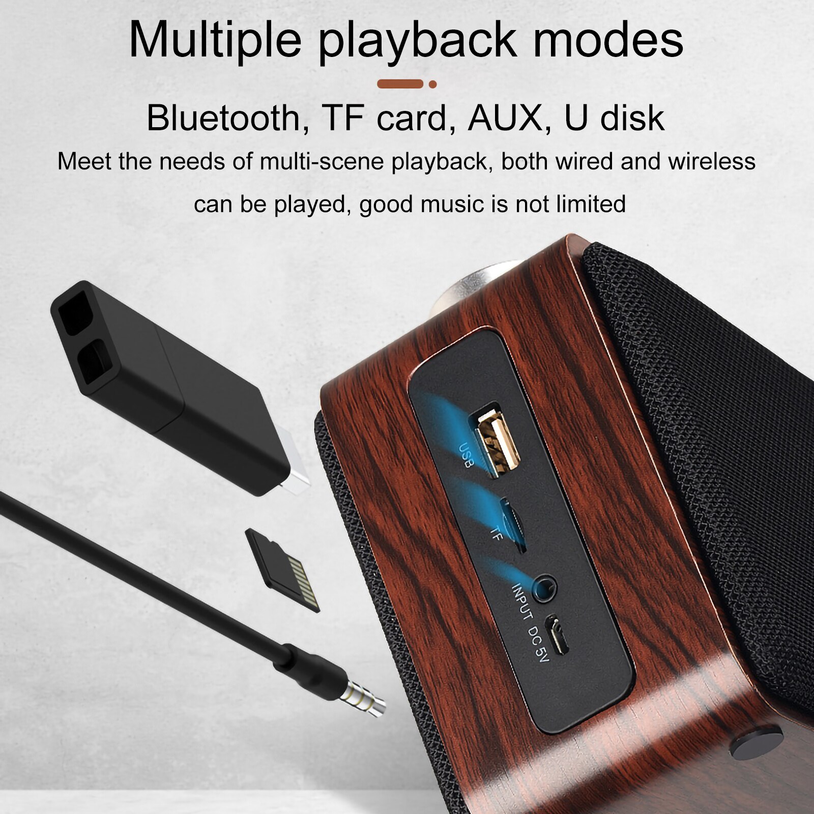 Retro Wooden Wireless Bluetooth Speaker Touch Operation 70MM Loudspeaker Home Stereo Audio Speakers