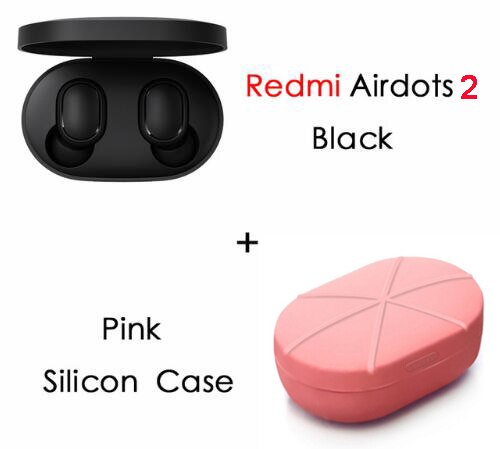 Xiaomi-auriculares Redmi Airdots 2 TWS Bluetooth 5,0, auriculares estéreo de graves con micrófono, auriculares manos libres con Control IA: add pink case