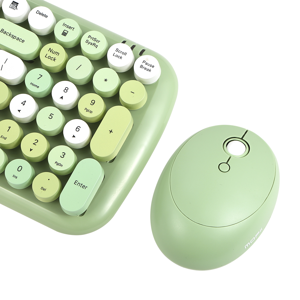 Mofii Candy XR 2.4G Wireless Keyboard Mouse Combo with 100-key Round Keycaps Mixed Color Keyboard 4-key Ergonomic Mouse Green