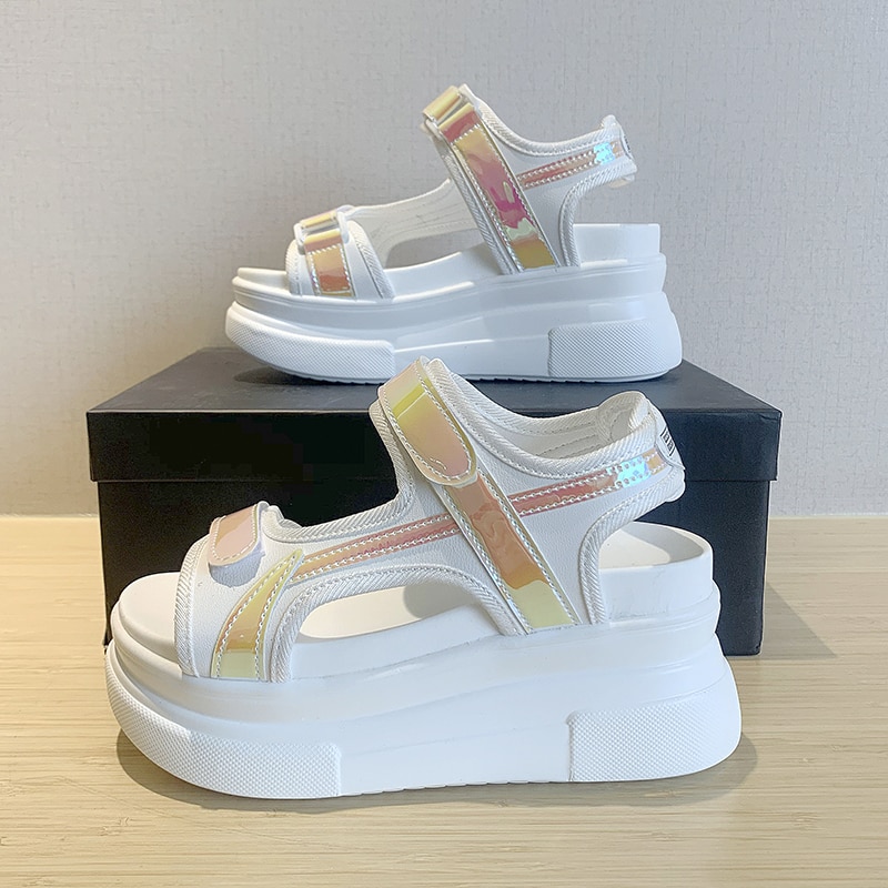 35-41 store størrelser til kvinder 9cm/3.5 tommer højde damesko høje hæle højde kile sandaler tyk bund