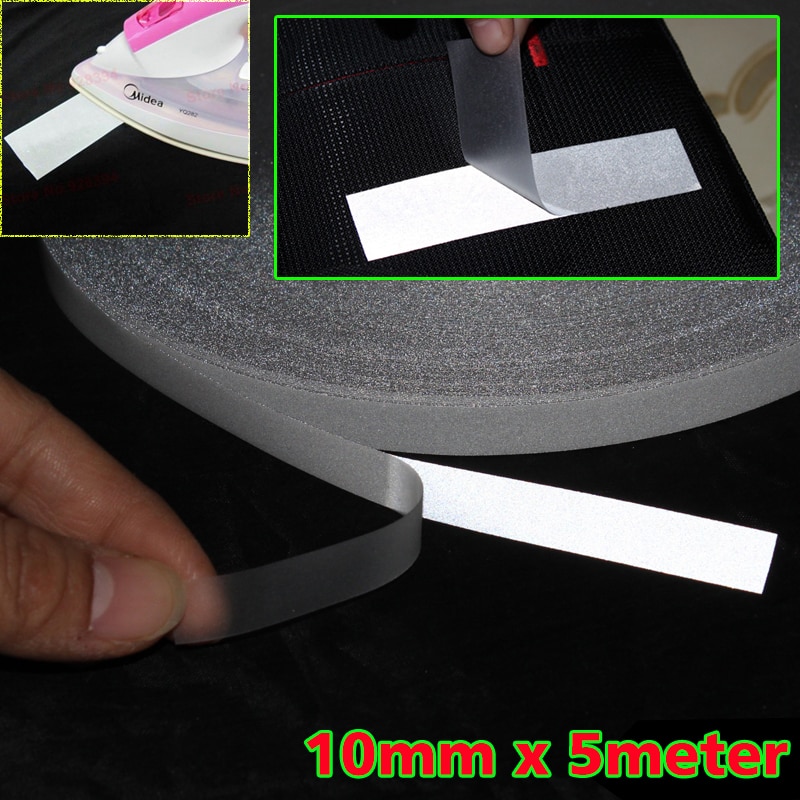 10mm(W) Silver Reflective Fabric Tape Reflective Heat Transfer Vinyl Film Iron On Tape