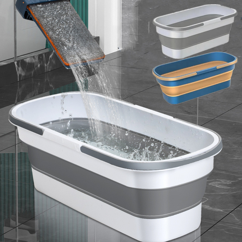 Collapsible Bucket Portable Folding Mop Bucket Silicone Bucket with Wheels and Handles Multi-Purpose Bucket Home Clean Accessory