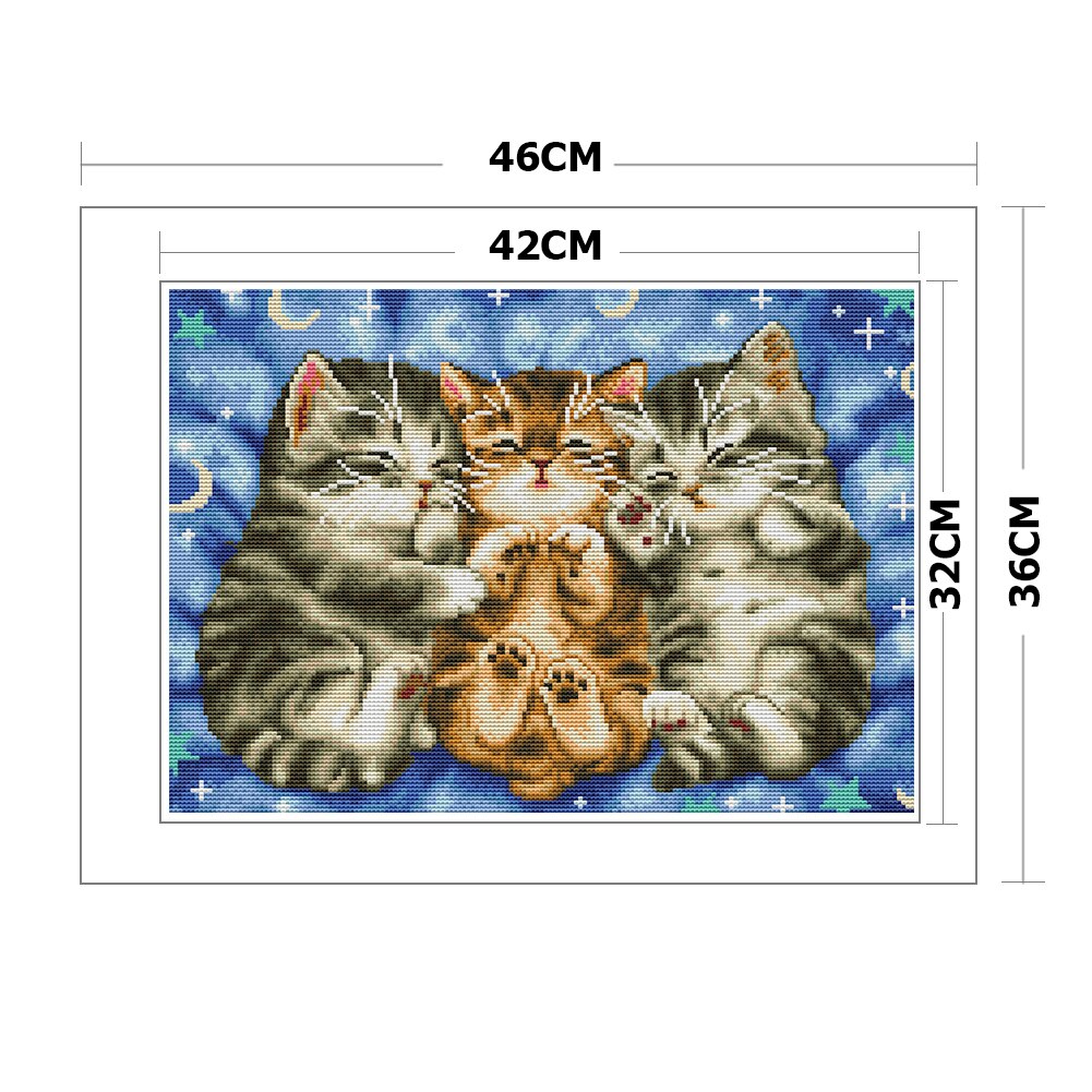 Cross Stitch Kits Animals Patterns Series Stamped Needlework Canvas 11CT Counted Handmade Kits with Manual Instruction: B