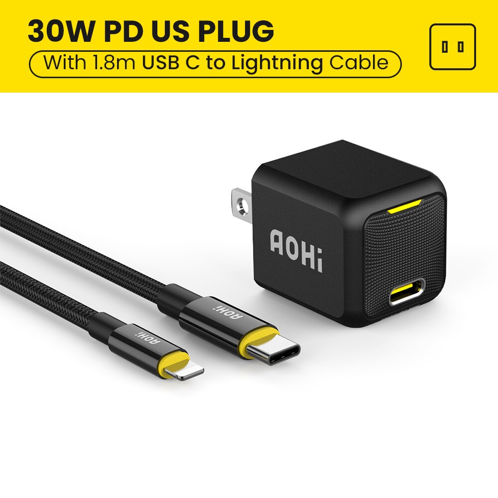 Aohi Magcube 30W Gan Charger Pd Draagbare Oplader Type C Snel Opladen Lader Voor Iphone 13 Pro Max Samsung huawei Telefoon Oplader: With CL Cable