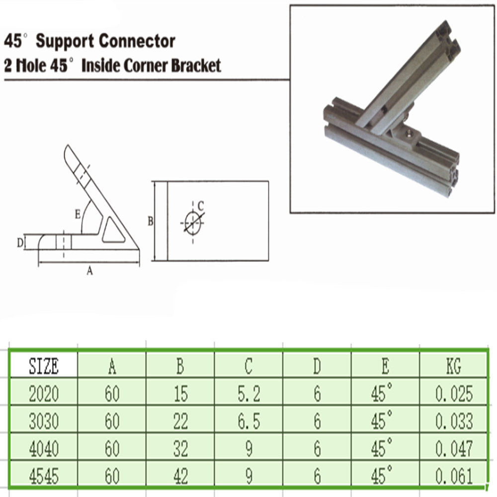 2pcs 45 degree 3030 30x30 Corner Angle Bracket Connection Joint for 3030 EU Aluminum Profile