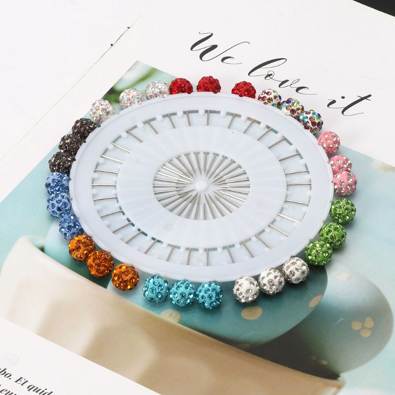 30 Pcs Veiligheid Pin Moslim Hijab Sjaal Pin Strass Bal Broche Rechte Hoofd Pin