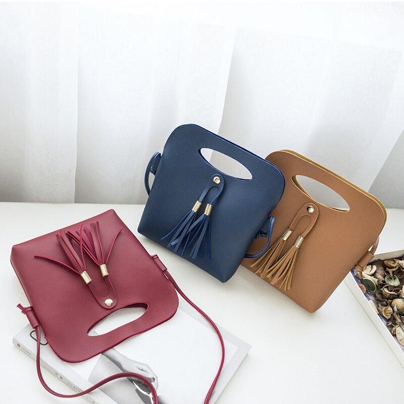 Daunavia mærke kvinder kvindelig pu læder skuldertaske simpel dame slik farve kvast bøtte tote minihåndtaske