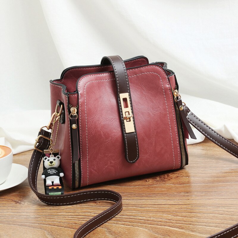 PU Leather Handbags Small Crossbody Bags For Women Shoulder Bucket Bag Female Messenger Bags Black: 011