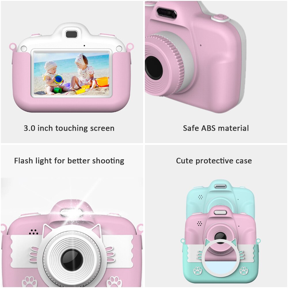 Kids Digitale Video Camera Kinderen Mini Selfie Camera Met 3.0 Inch Scherm 16Gb Geheugenkaart Lanyard Speelgoed Voor jongens Meisjes